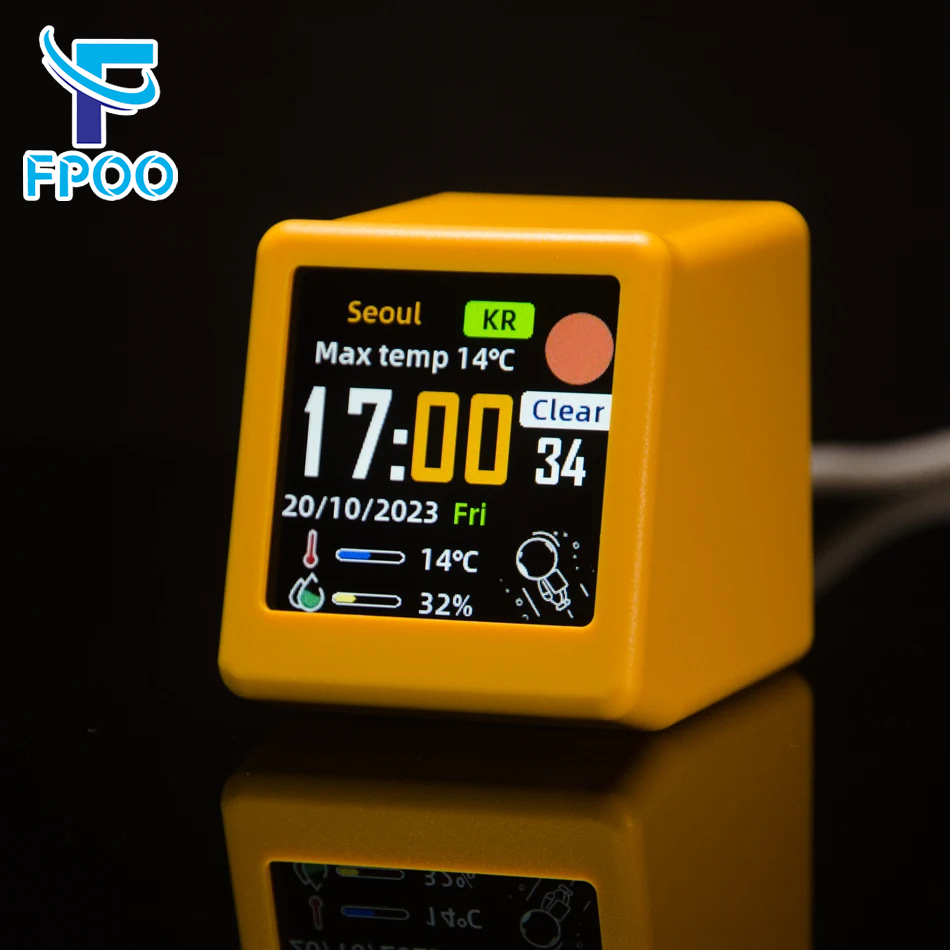 Korean Desk Setup - Mini WiFi Digital Weather Station Clock