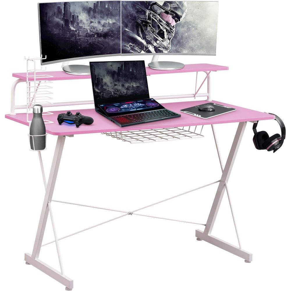Setup Desk Monitor - Elevated Monitor Stand Gaming Desk with