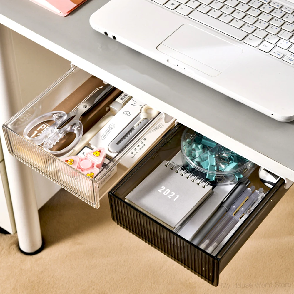 Desk Setup Organizer - Under Desk Storage Drawers Slide Out