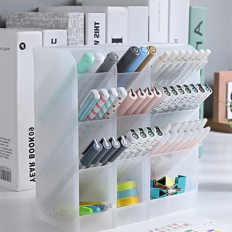 Desk Setup Organizer - Creative Transparent Oblique Insert Pen Holder