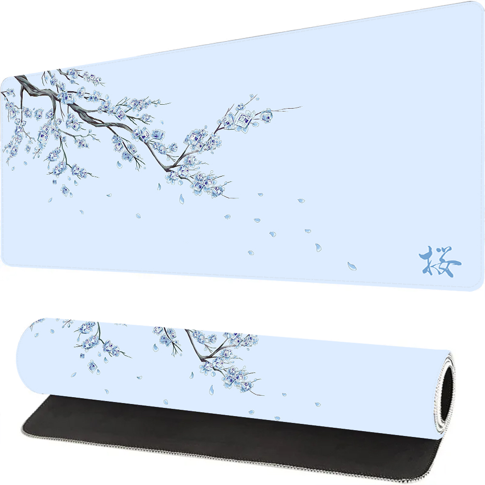 Korean Desk Setup - Japan Blue Sakura Gaming Mouse Pad