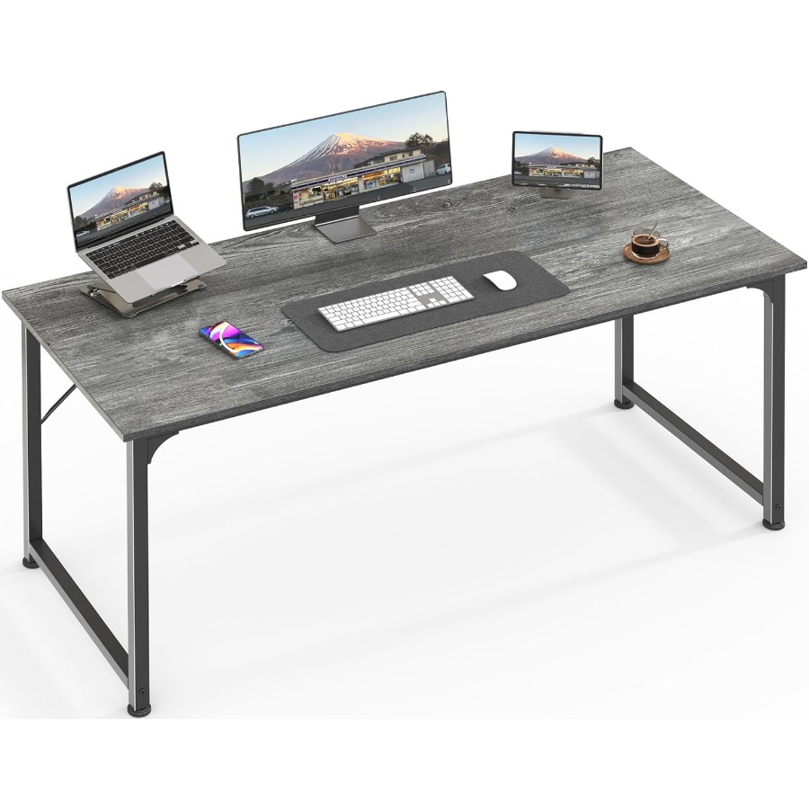 Desk Setup Grey - 55 Inch Computer Desk for Home