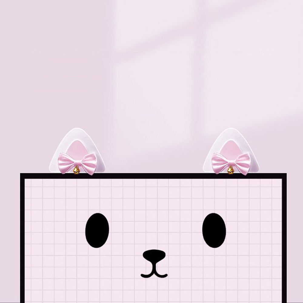 Desk Setup No Monitor - High-Quality Cat Ear Monitor Accessory Pink