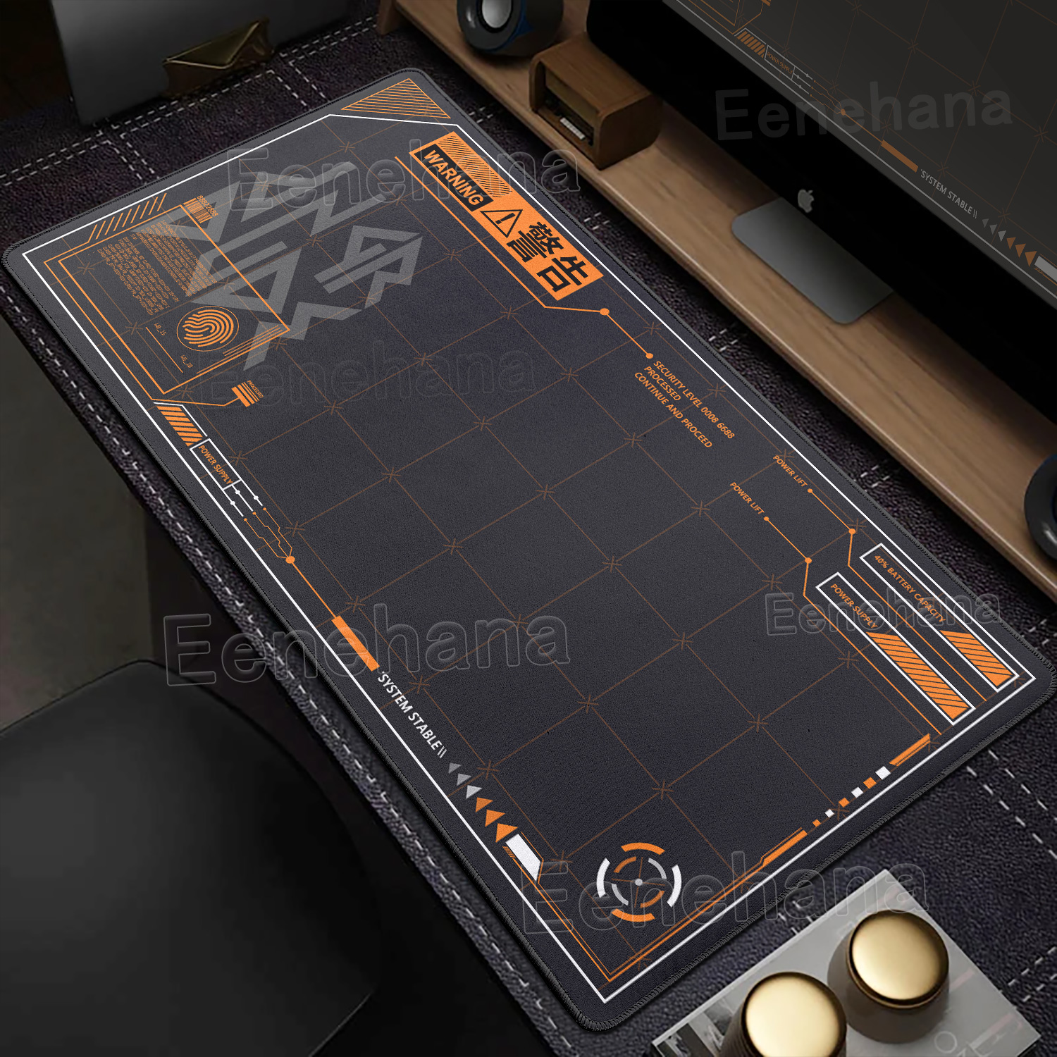 Desk Setup Black And White - Machinery Mouse Pad Large Black &