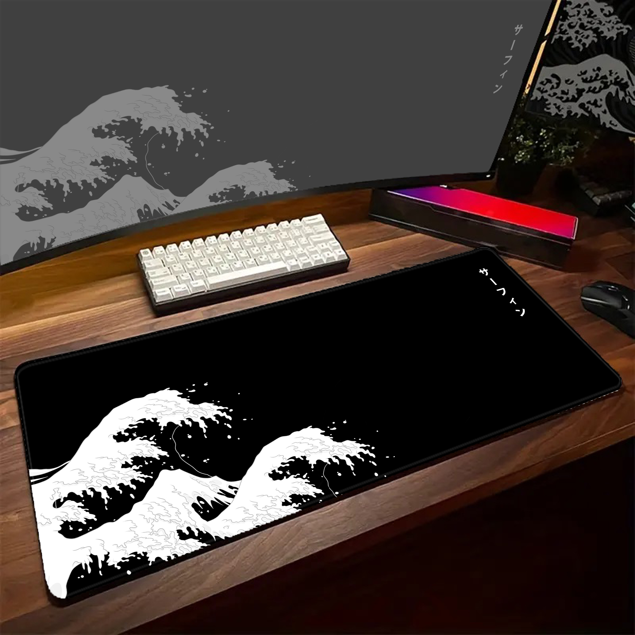 Desk Setup Black And White - Game Mousepad Large Black and White