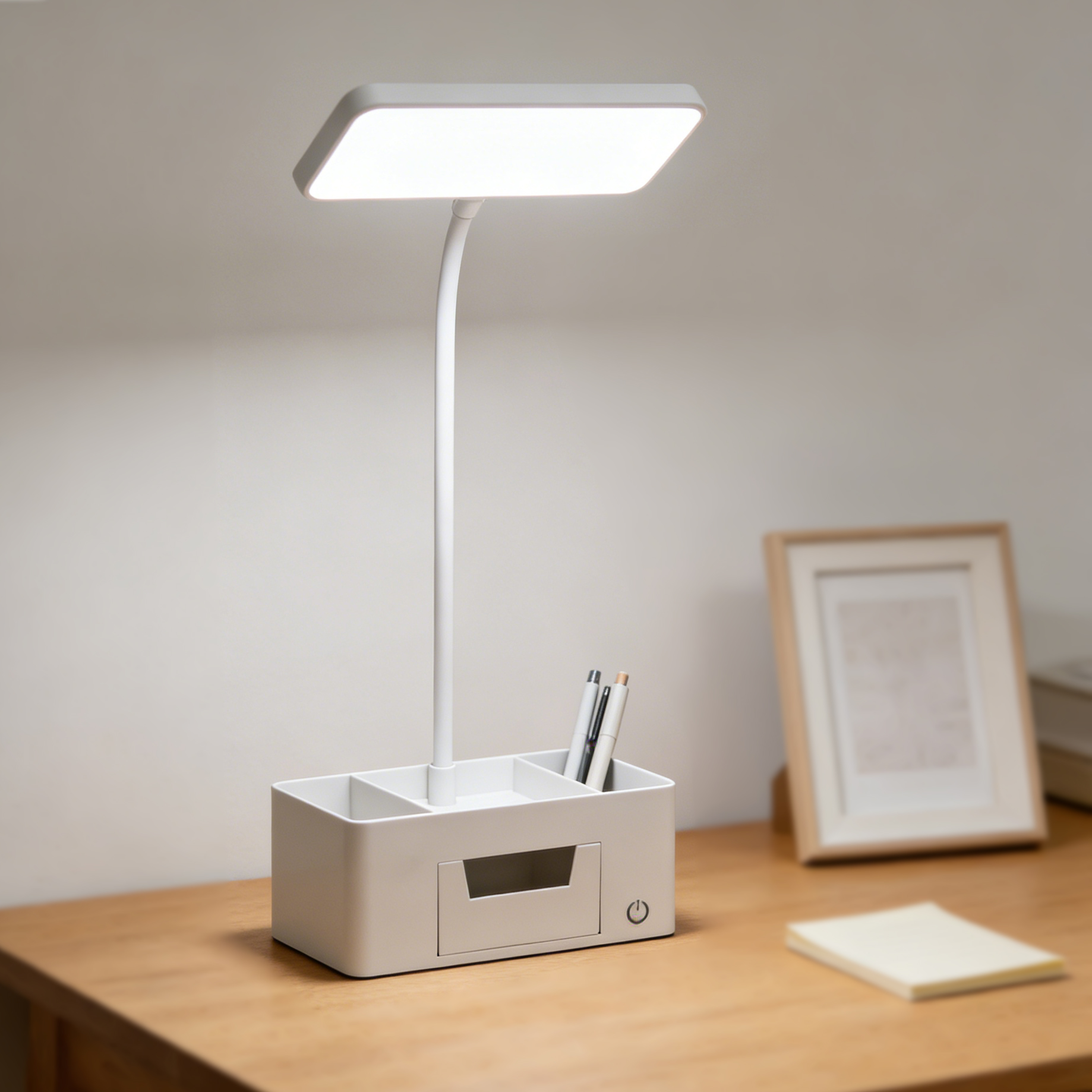 Desk Setup Organizer - Desk Organizer LED Table Lamp, Dimmable