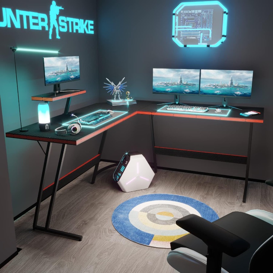 L Shaped Gaming Desk with Larg - огляд і ціна Desk Setup L Shaped