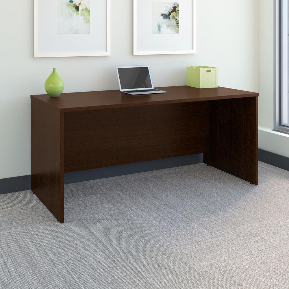 66W Office Desk in Mocha Cherr - огляд і ціна Desk Setup L Shaped