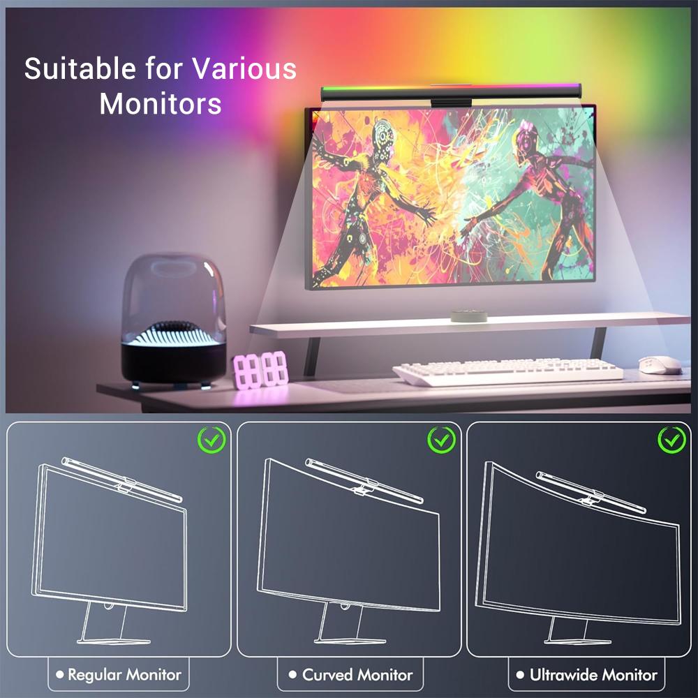 Screen Hanging Lamp Monitor Li - огляд і ціна Desk Setup No Monitor