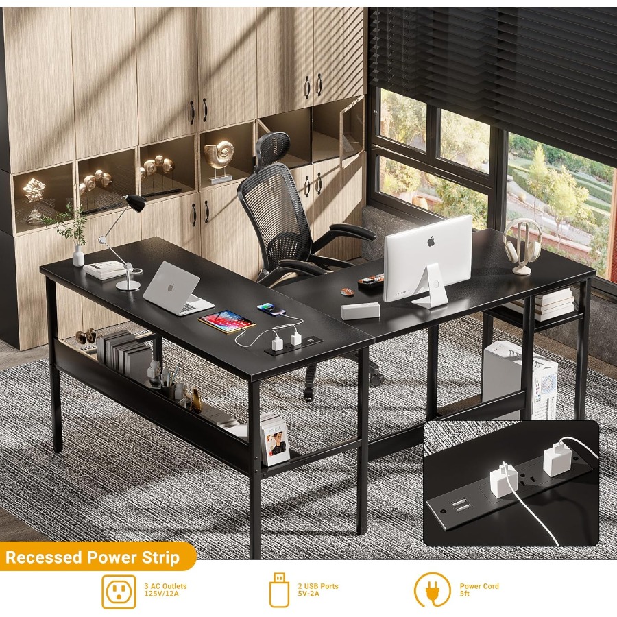 Reversible L Shaped Desk with  - огляд і ціна Desk Setup L Shaped
