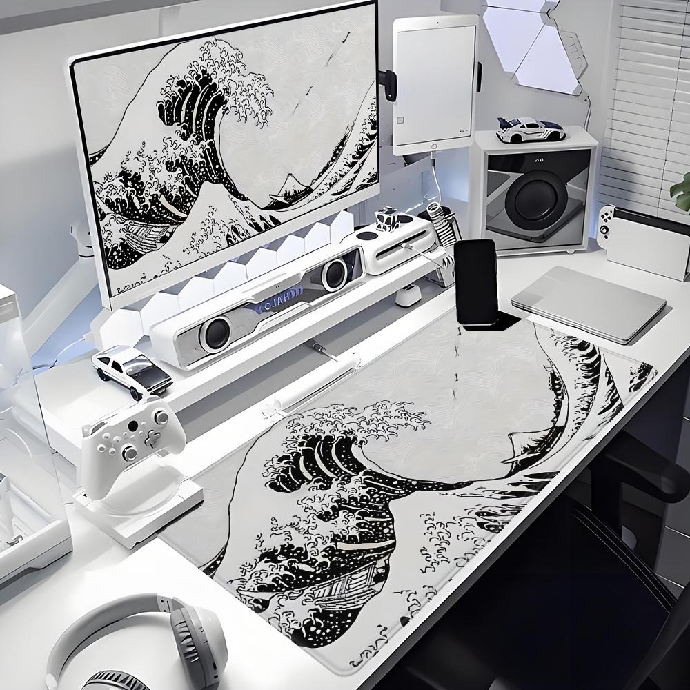 XXL HYBXAXC Black White Wave A - огляд і ціна Desk Setup Black And White
