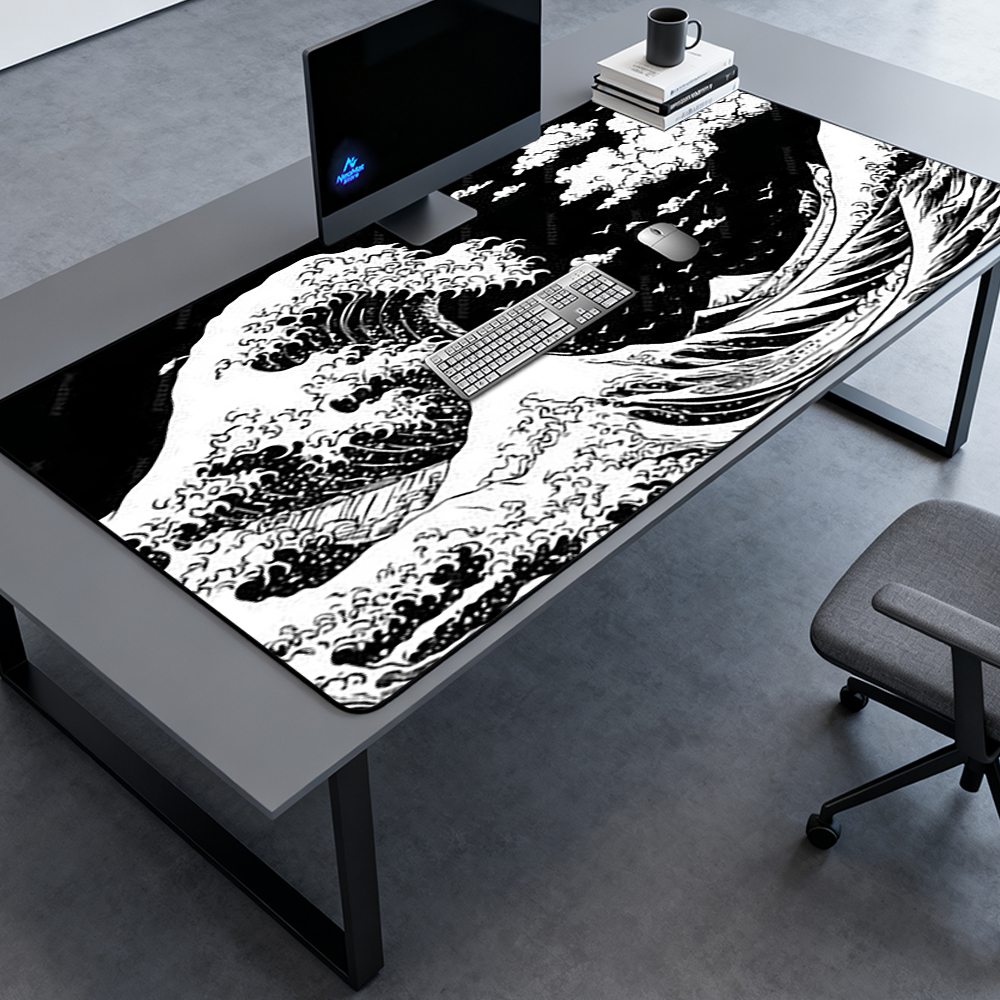 Great Wave Mouse Pad Kanagawa  - огляд і ціна Desk Setup Black And White