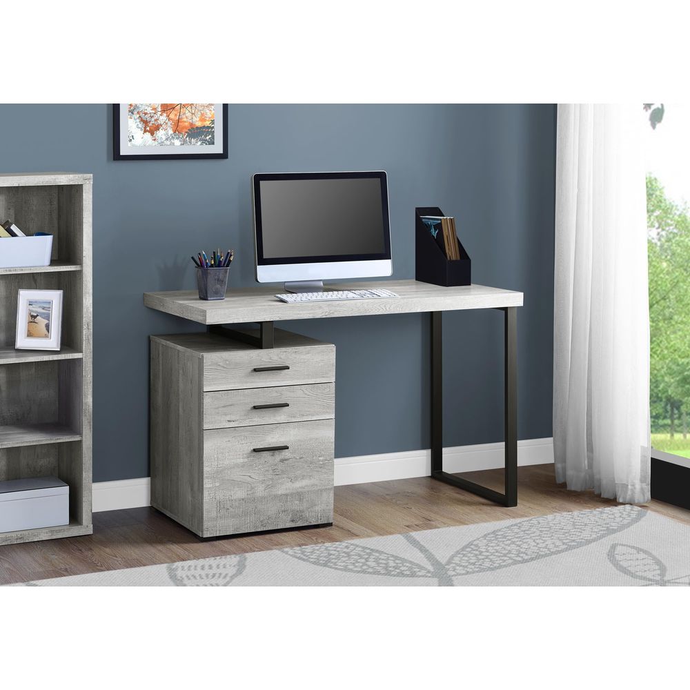Computer Desk with File Cabine - огляд і ціна Desk Setup Grey