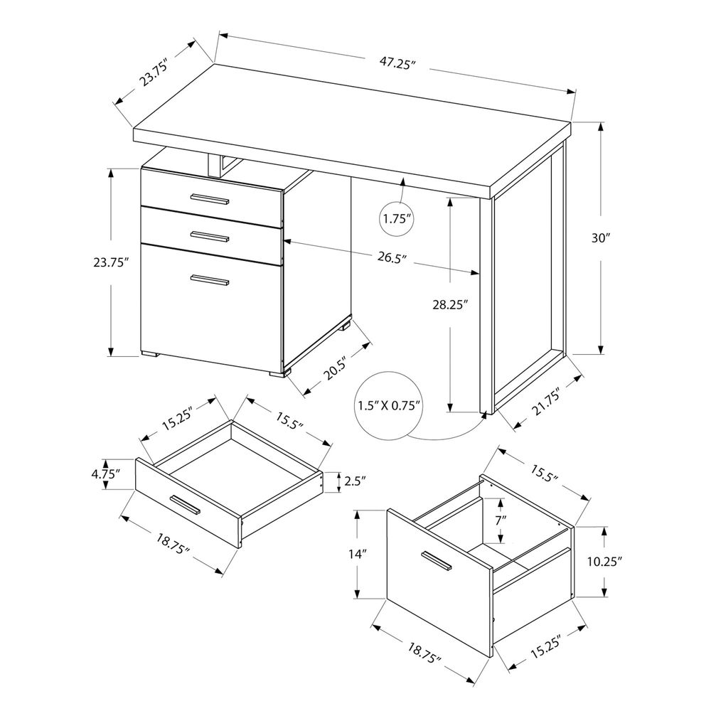 Computer Desk with File Cabine - огляд і ціна Desk Setup Grey