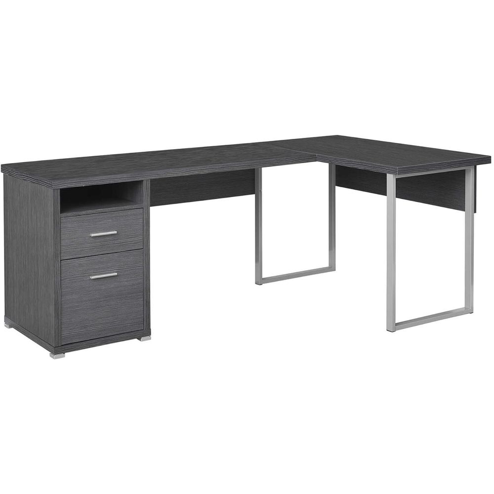 80 L-Shaped Home Office Desk w - огляд і ціна Desk Setup Grey