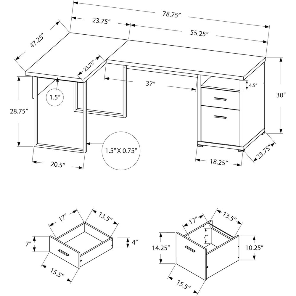 80 L-Shaped Home Office Desk w - огляд і ціна Desk Setup Grey