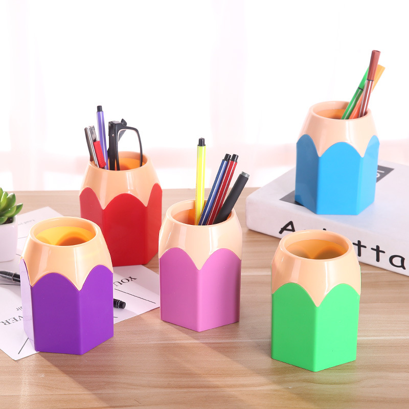 Cute Pencil Head Shape Pen Hol - огляд і ціна Korean Desk Setup
