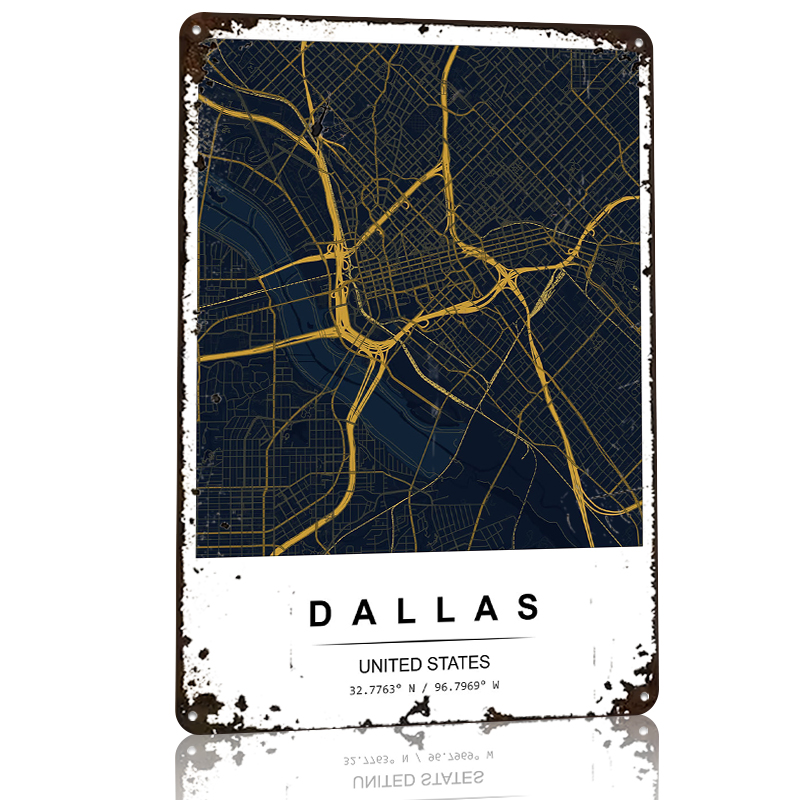 Dallas City Map Art Printed Po - огляд і ціна Desk Setup Vintage