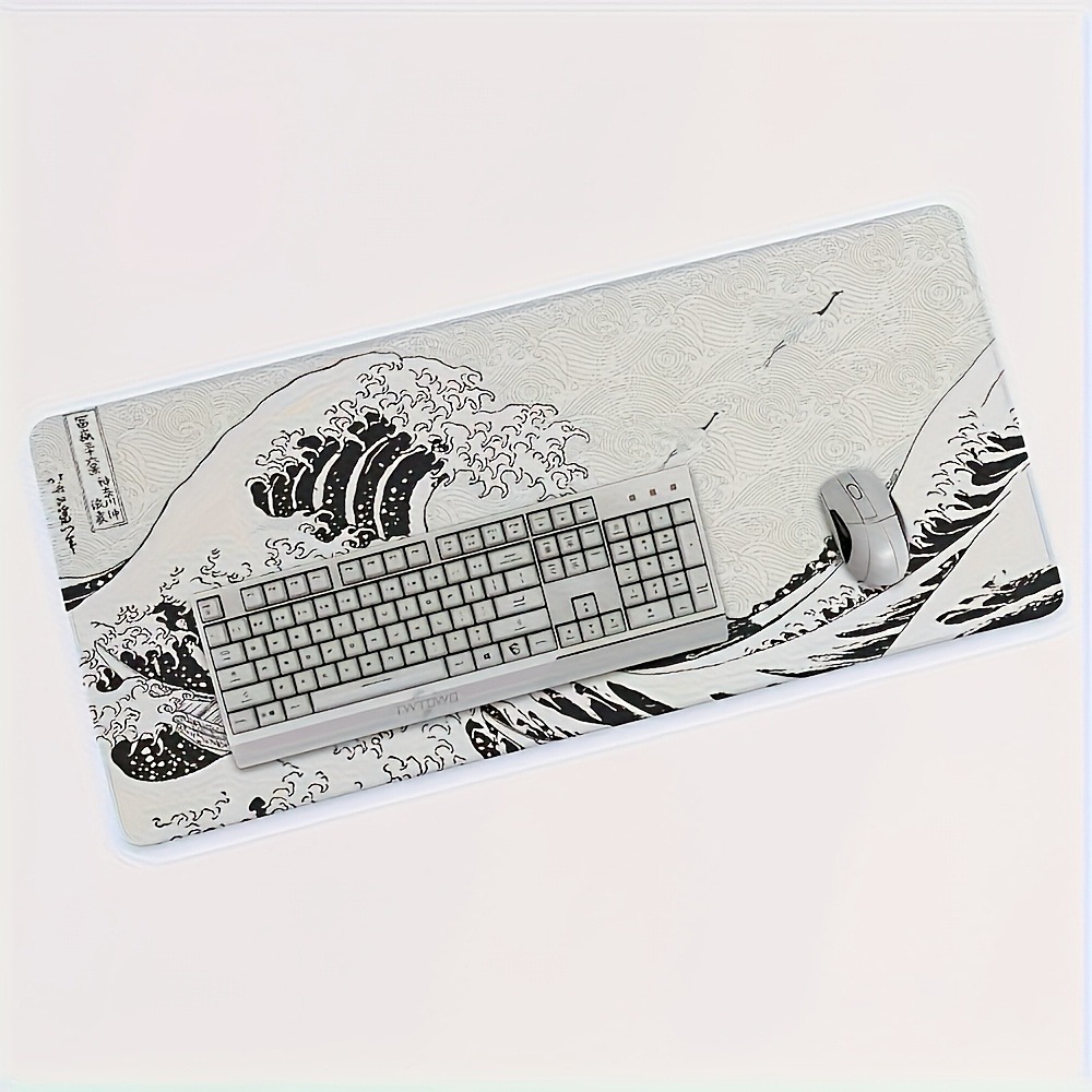 Black White Wave Art Desk Mat  - огляд і ціна Desk Setup Black And White