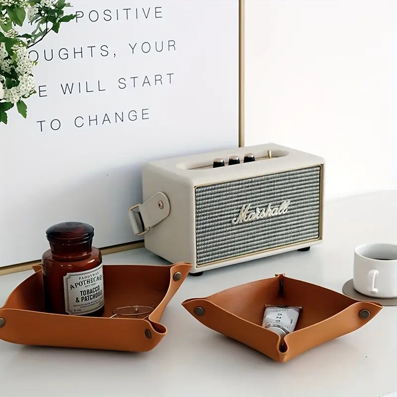 1PC 25X25CM Leather Tray Folda - огляд і ціна Desk Setup Organizer