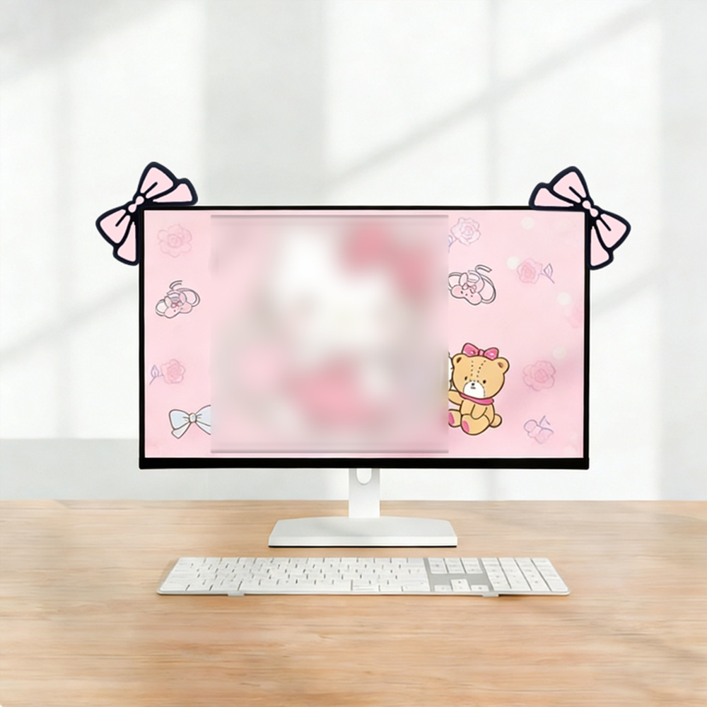 Cute Pink Bow Monitor Decor Ka - огляд і ціна Desk Setup No Monitor