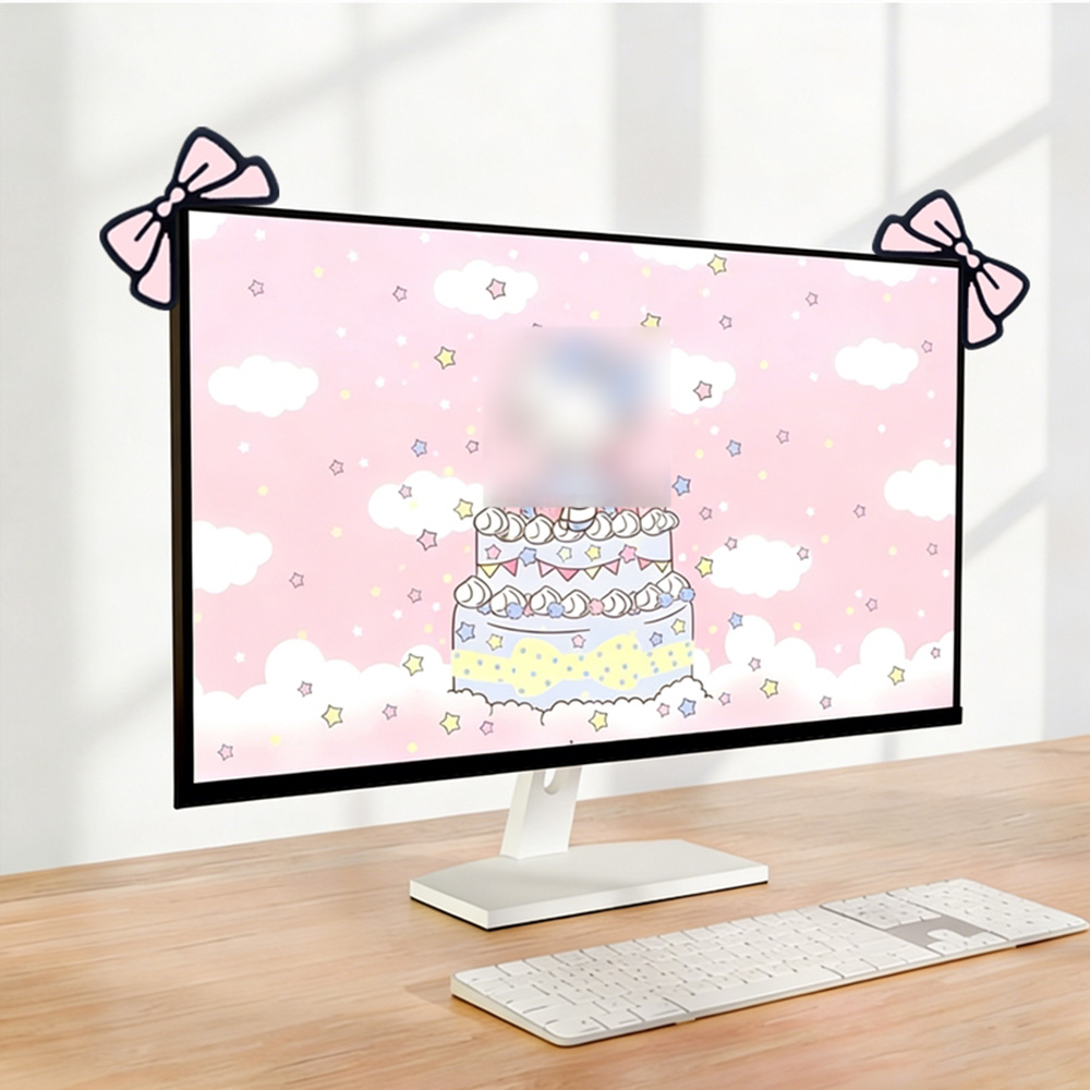 Cute Pink Bow Monitor Decor Ka - огляд і ціна Desk Setup No Monitor