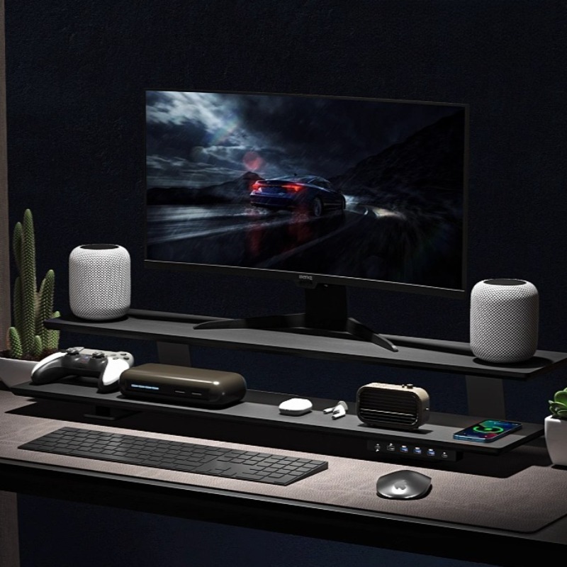 Solid Wood Gaming Desk Top wit - огляд і ціна Setup Desk Monitor