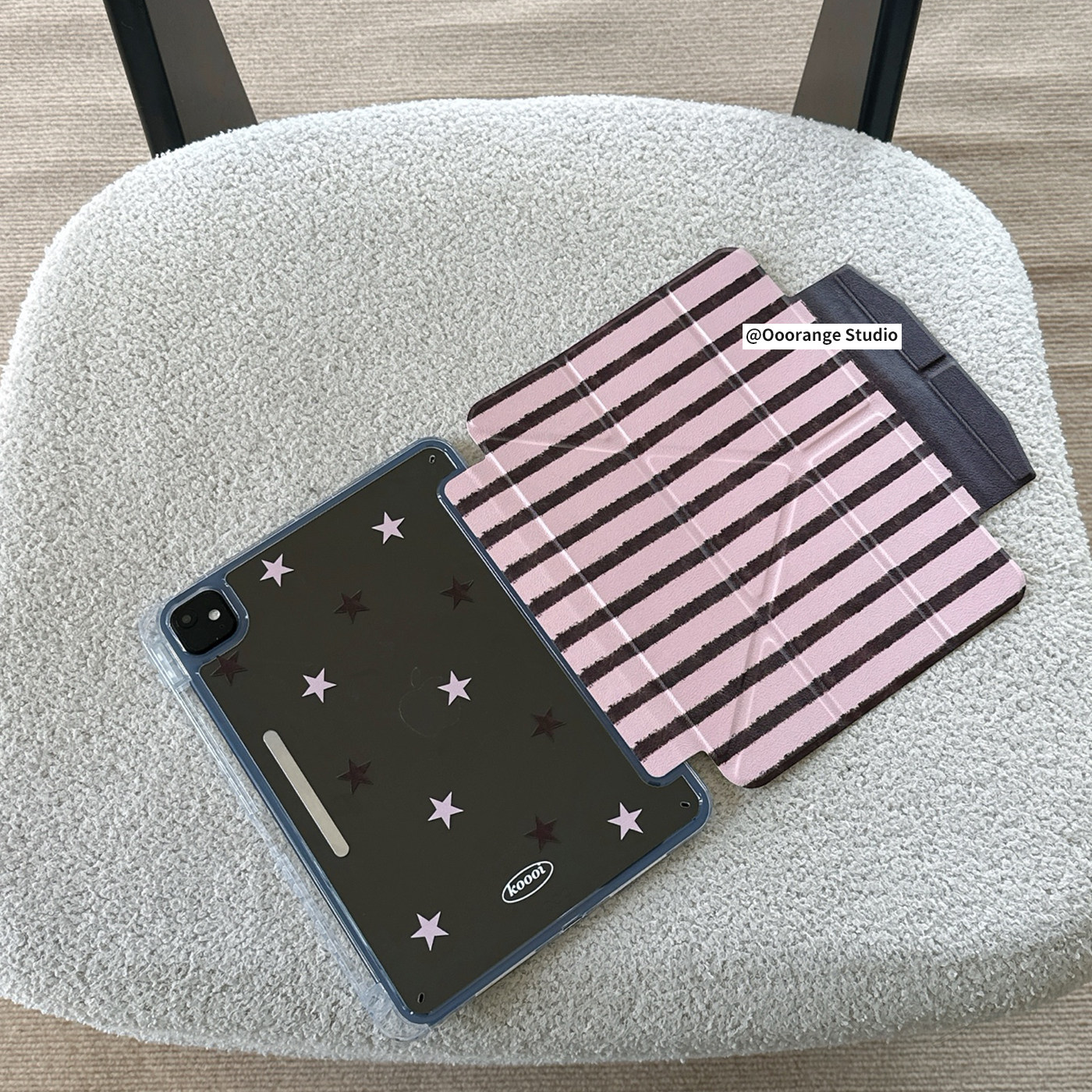 Ins Pink And Brown Stripe Tabl - огляд і ціна Desk Setup Ipad