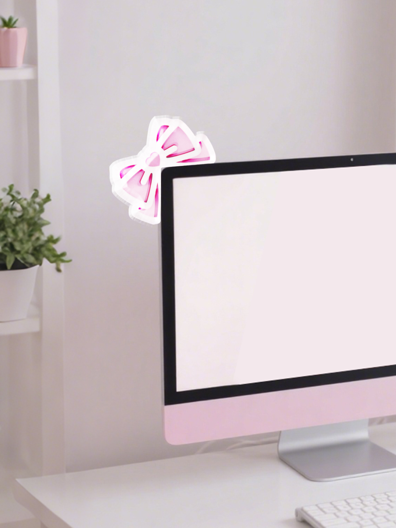 Kawaii Bow Monitor Decor Pink  - огляд і ціна Desk Setup Pegboard