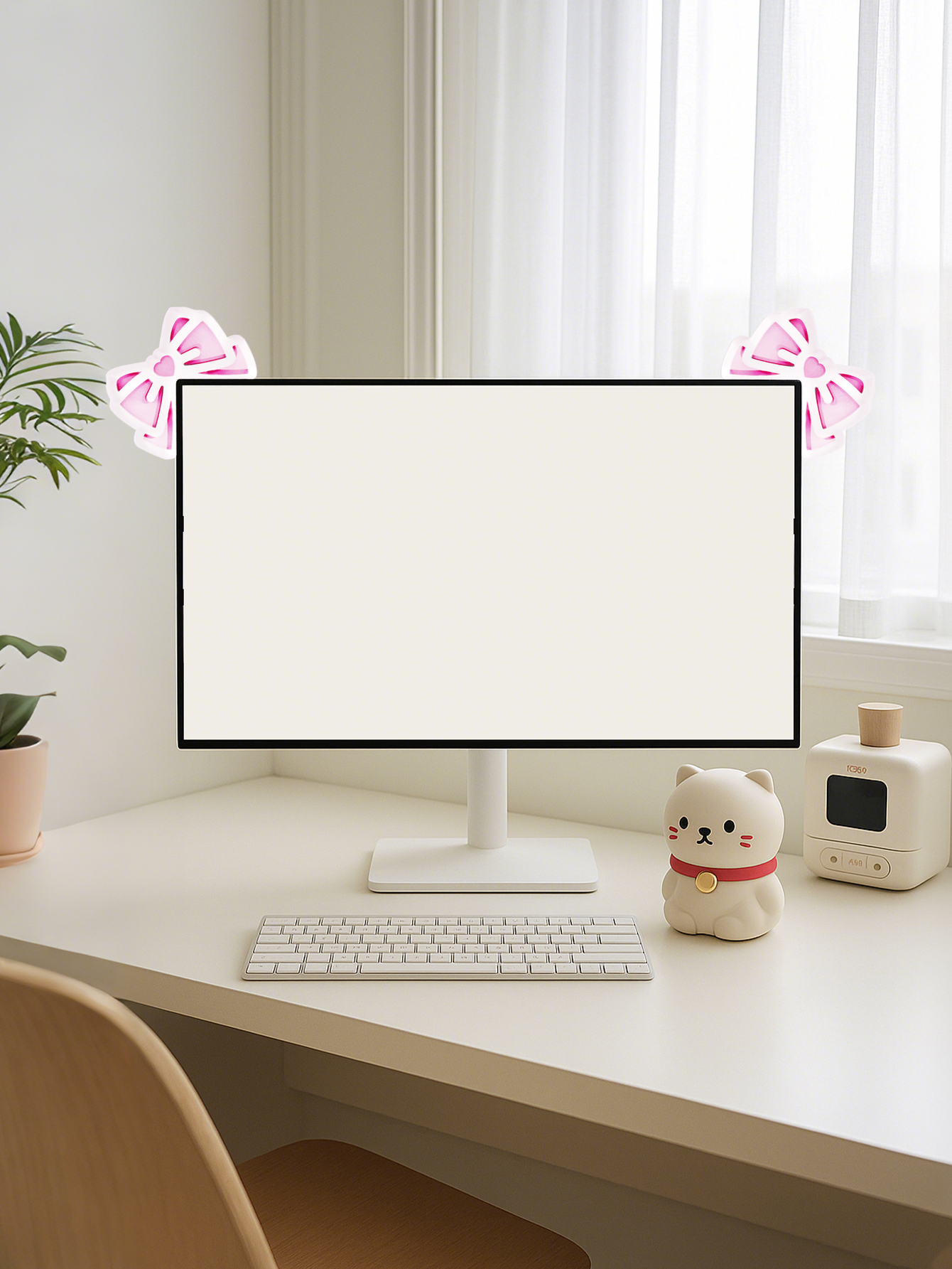 Kawaii Bow Monitor Decor Pink  - огляд і ціна Desk Setup Pegboard