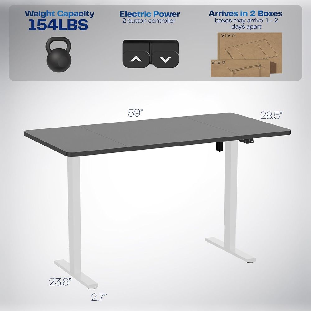 60x30 Inch Adjustable Height S - огляд і ціна Desk Setup Black And White