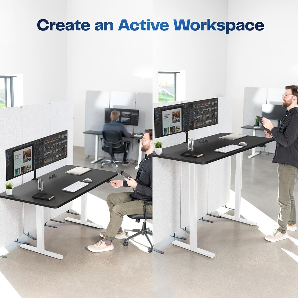 60x30 Inch Adjustable Height S - огляд і ціна Desk Setup Black And White