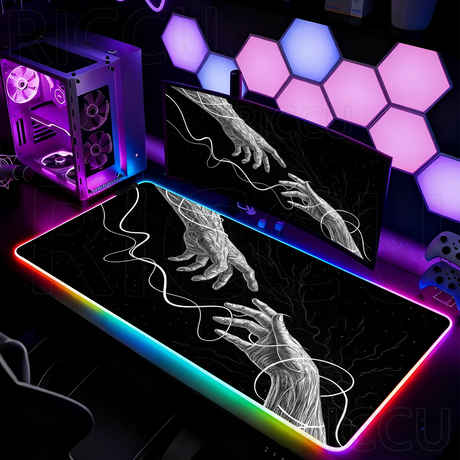 RGB XXL HD Large Black White G - огляд і ціна Desk Setup Black And White