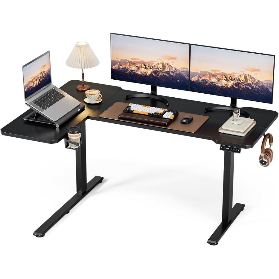 59 Inch L Shaped Adjustable He - огляд і ціна Desk Setup L Shaped