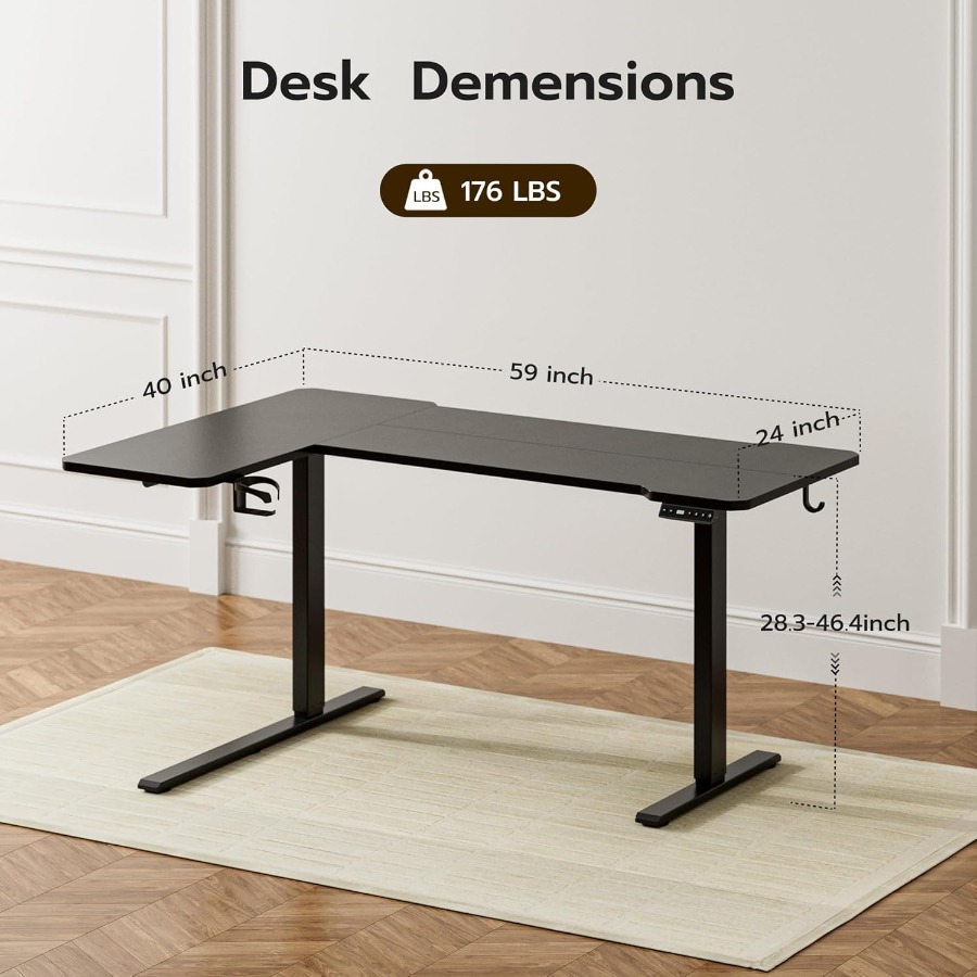 59 Inch L Shaped Adjustable He - огляд і ціна Desk Setup L Shaped