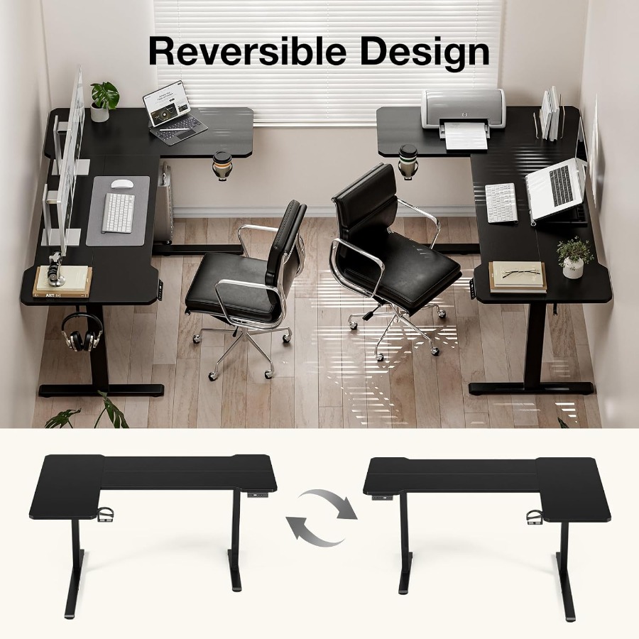 59 Inch L Shaped Adjustable He - огляд і ціна Desk Setup L Shaped