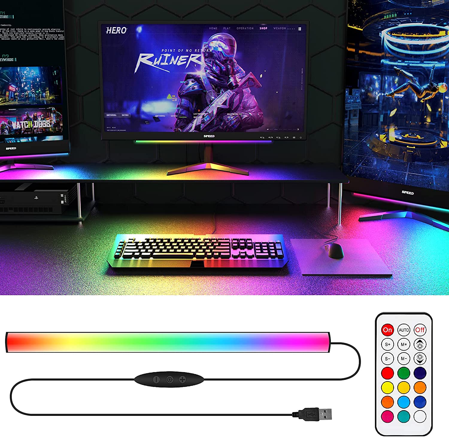Under Monitor Light Bar RGB Dr - огляд і ціна Desk Setup No Monitor